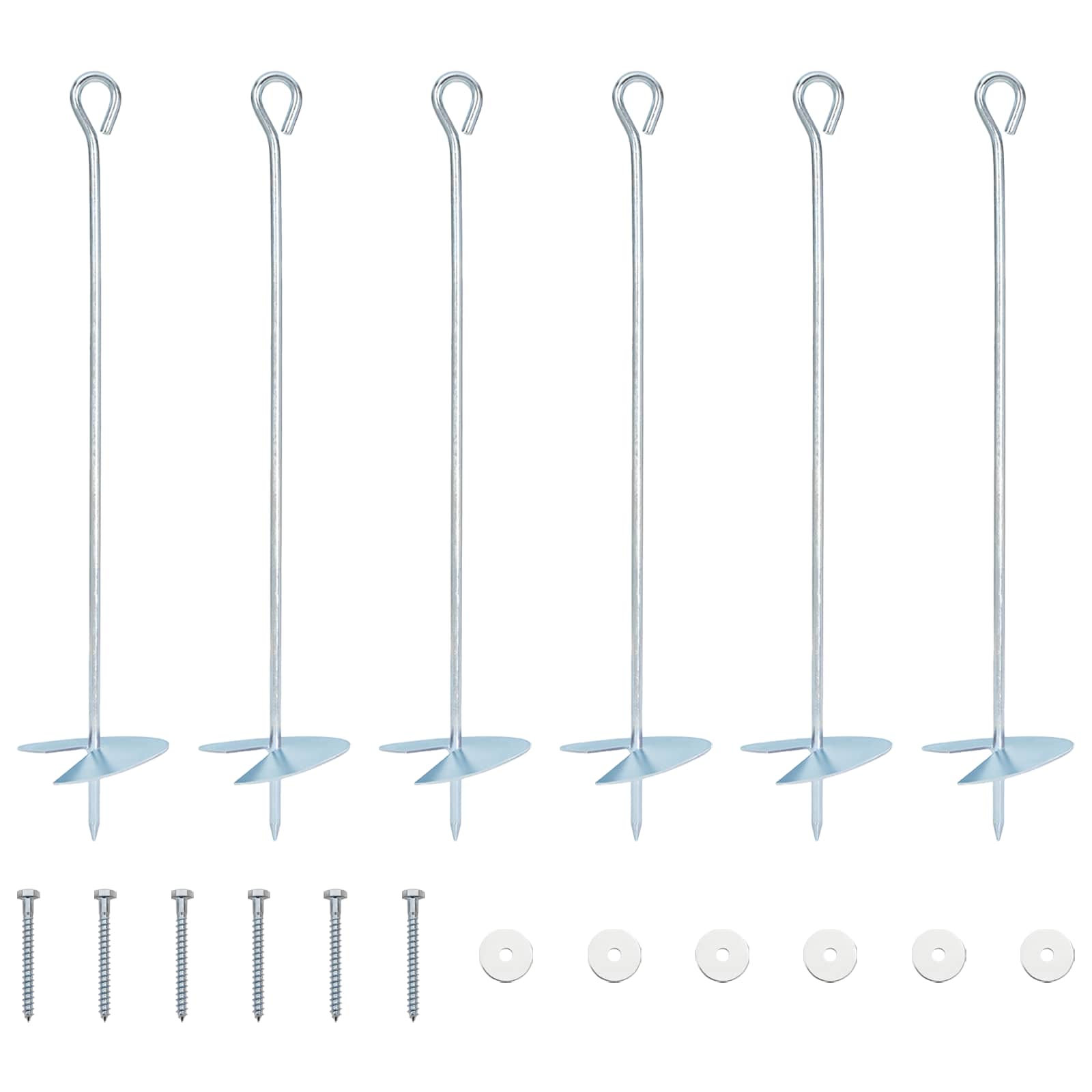 Earth Anchor 6 Pcs Silver Ø10 X 50 Cm Galvanized Metal Vidaxl