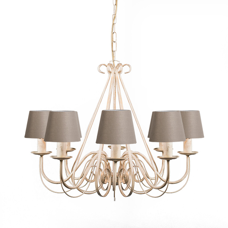 Qazqa Chandelier Cream 60 Cm With Taupe Lamp Shades - Giuseppe