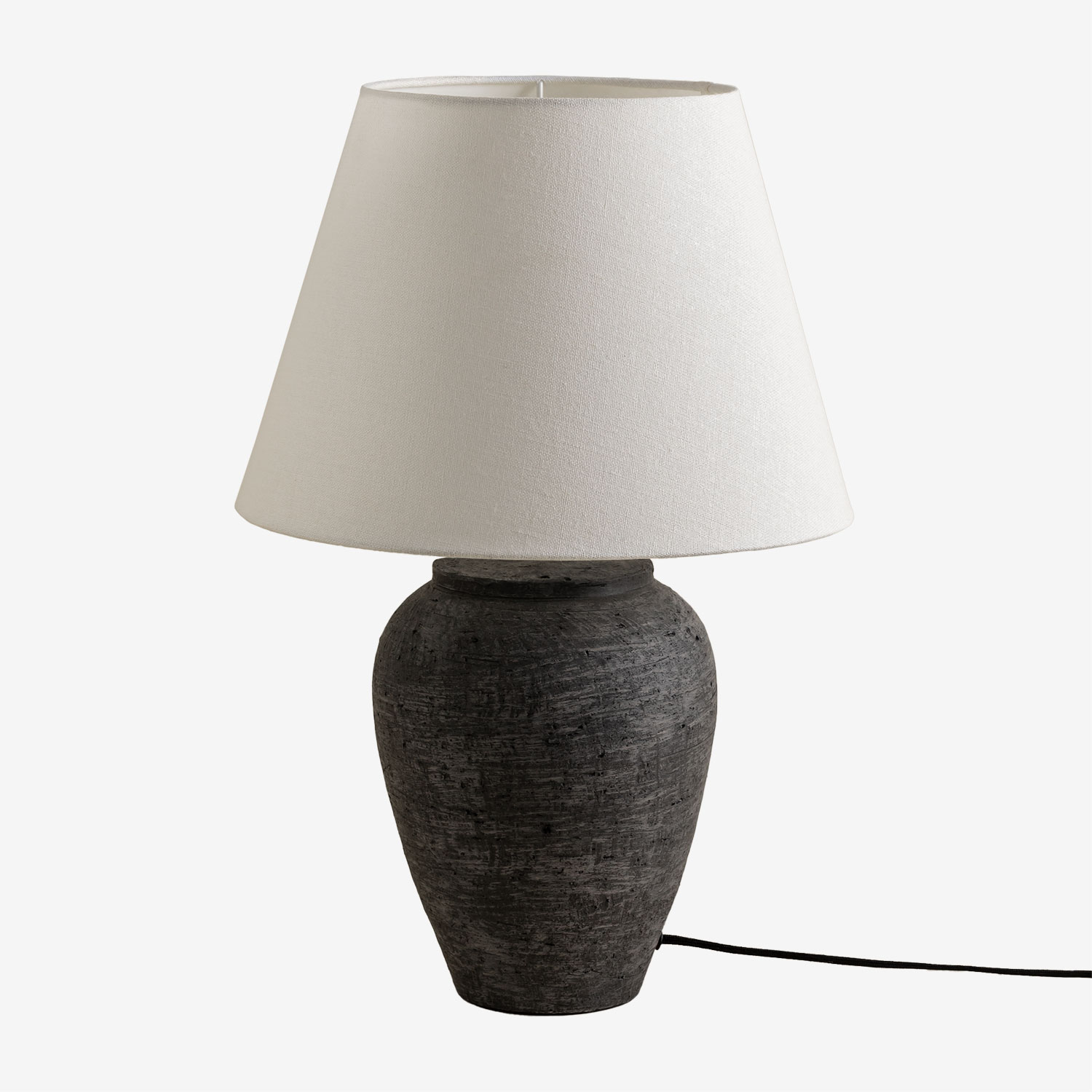 Sklum - Lampe De Table Ximena En Lin Et Terre Cuite