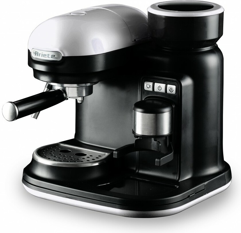 Ariete Moderna 1318 W Siebträger-Espressomaschine Mit Kaffeemühle Und Milchaufschäumdüse, Weiß - Bild 4