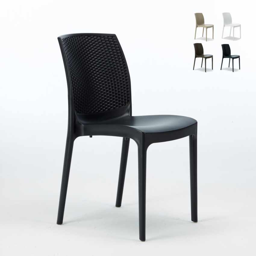 Grand Soleil – Chaise De Jardin Empilable En Poly-rotin Noir