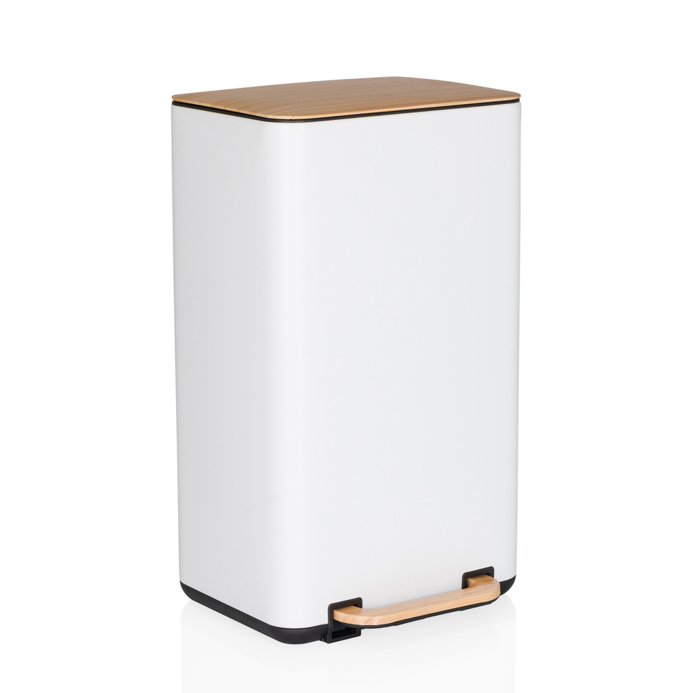 Abfallsammler / Mülleimer Clean Natura 30l Holzoptik Stahl Creme/walnuss Hjh Office
