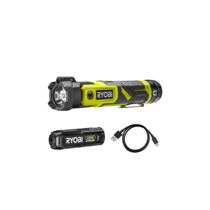 Ryobi - Lampe Torche 4v Usb Lithium - 640 Lumens - 1 Batterie 2,0ah