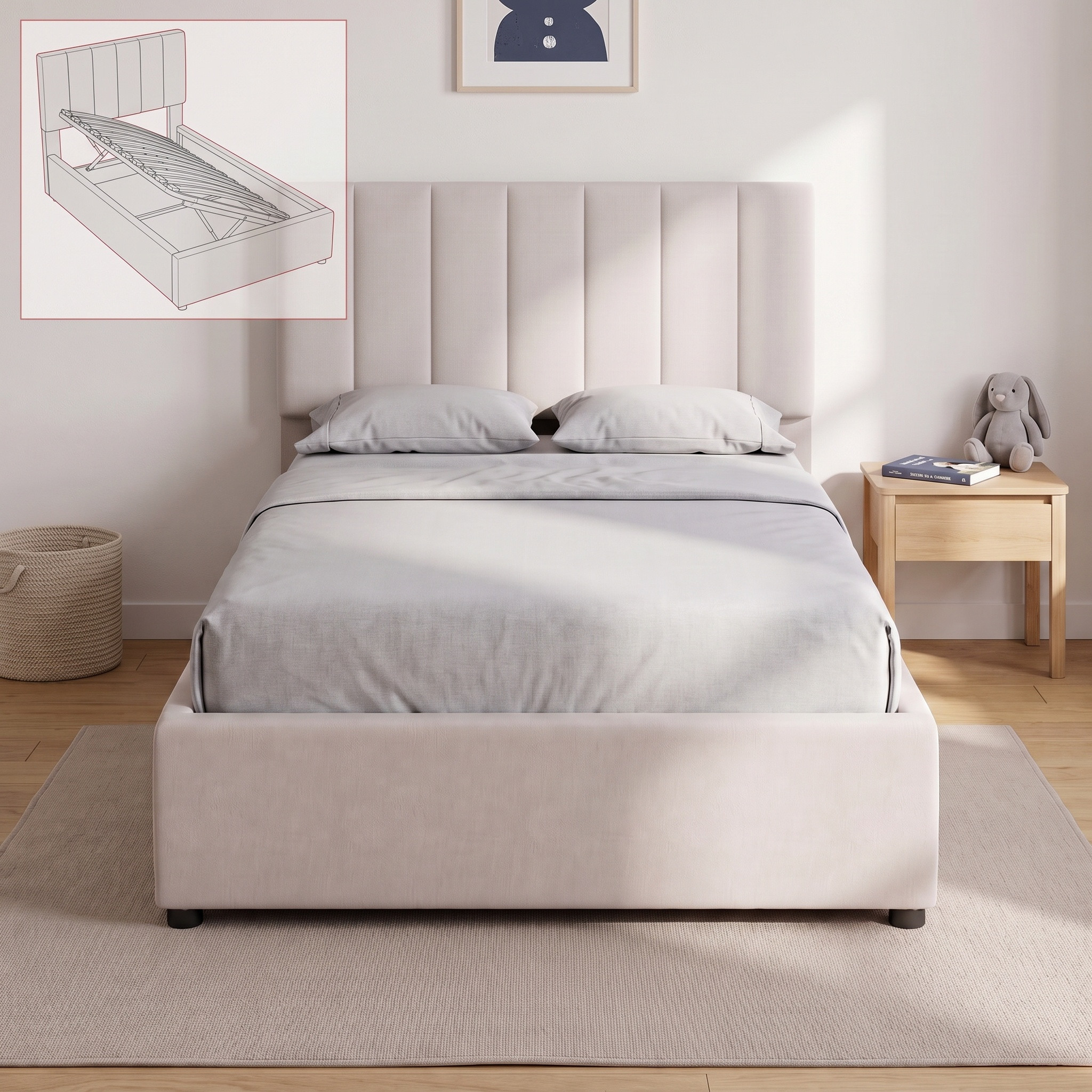Lit Coffre 90x200 Cm Avec Sommier
