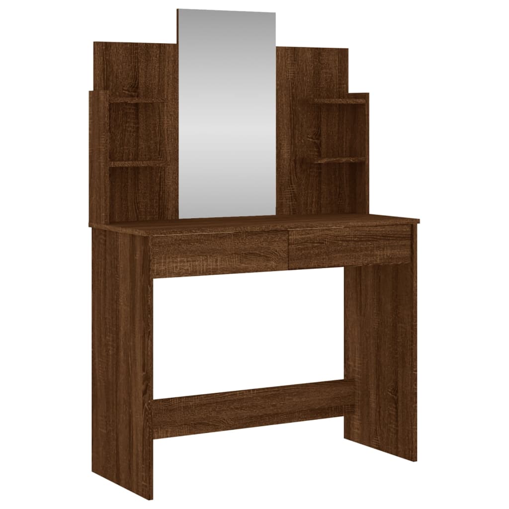 Coiffeuse Avec Miroir Chêne Marron 96x39x142 Cm