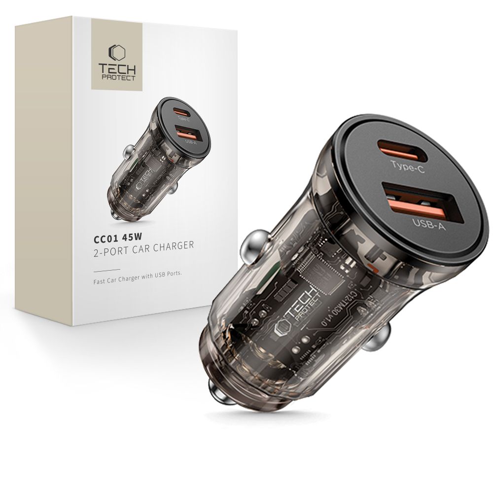 Oem Tech-Protect Cc01 2-Port-Kfz-Ladegerät Pd45w/Qc3.0 Schwarz