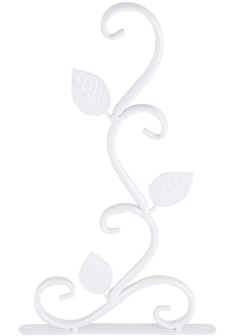 Crochet mural pour fleurs, paniers suspendus, lanternes et carillons, métal, blanc