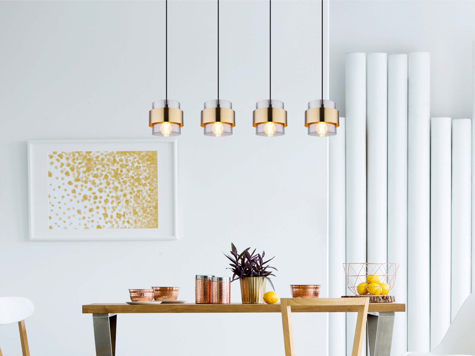 Globo Schwarz Lighting Pendelleuchte "Milley", ( Matt), 1 Stk., Leuchten, Hängelampe, Hängeleuchte, Gläser, Messing, Wohnzimmer, Pendelleuchte - Bild 5