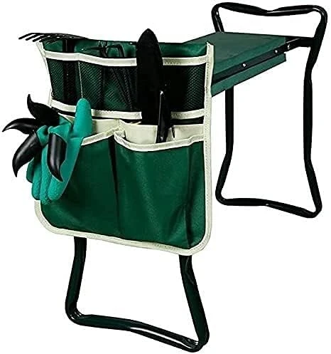 Sacoche de jardin à suspendre pour chaise, tissu Oxford 600D, 32 x 31,5 cm, vert et beige