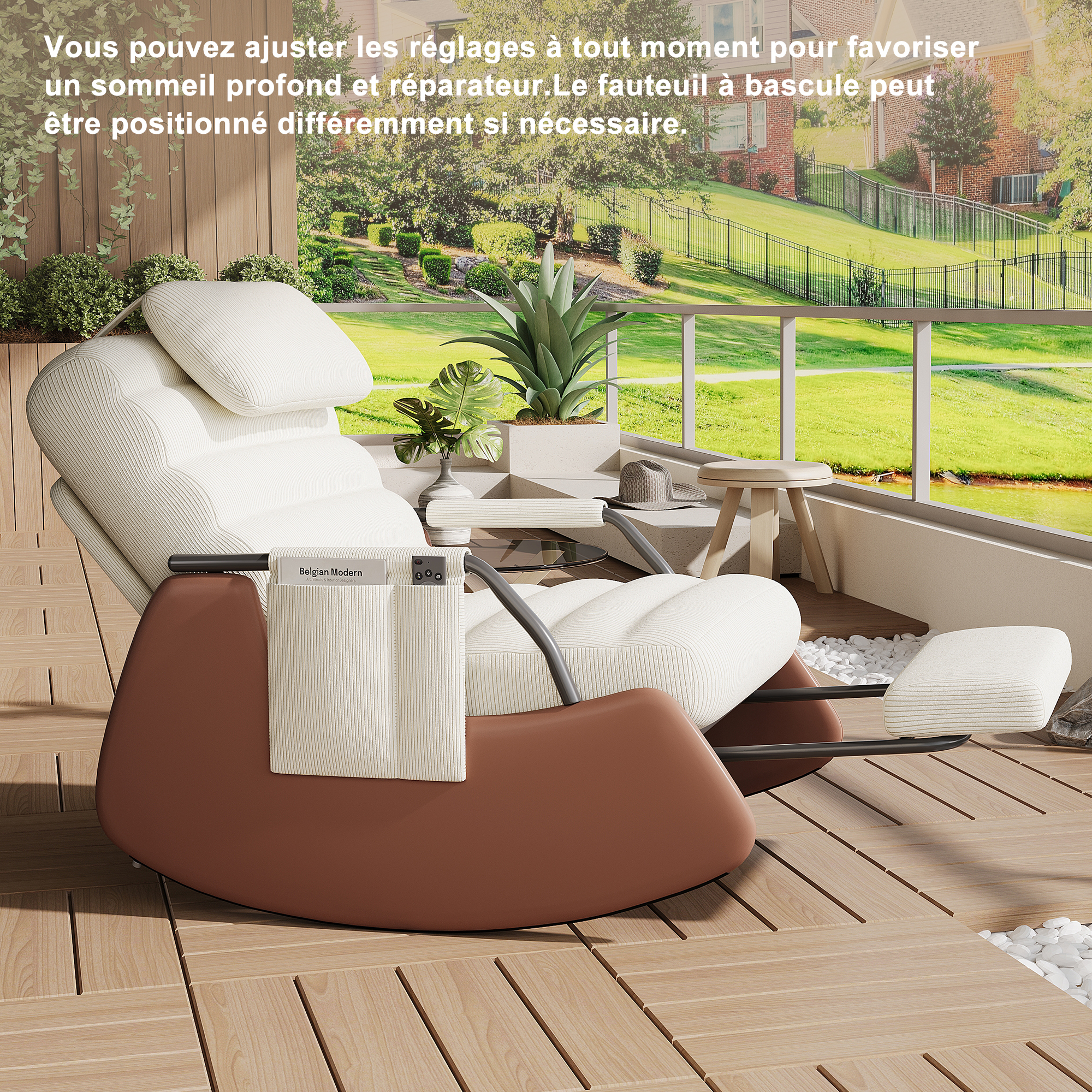 Fauteuil À Bascule Avec Repose-pieds Et Dossier Réglable