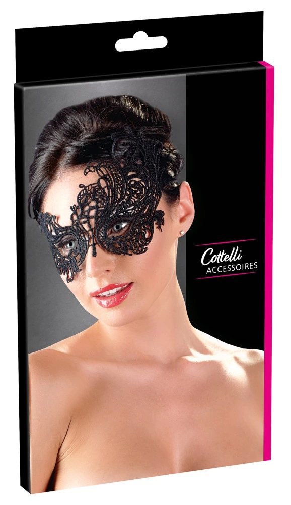 Cottelli Accessoires Schwarz Augenmaske Aus Filigraner, Asymmetrischer Stickerei - Image 3