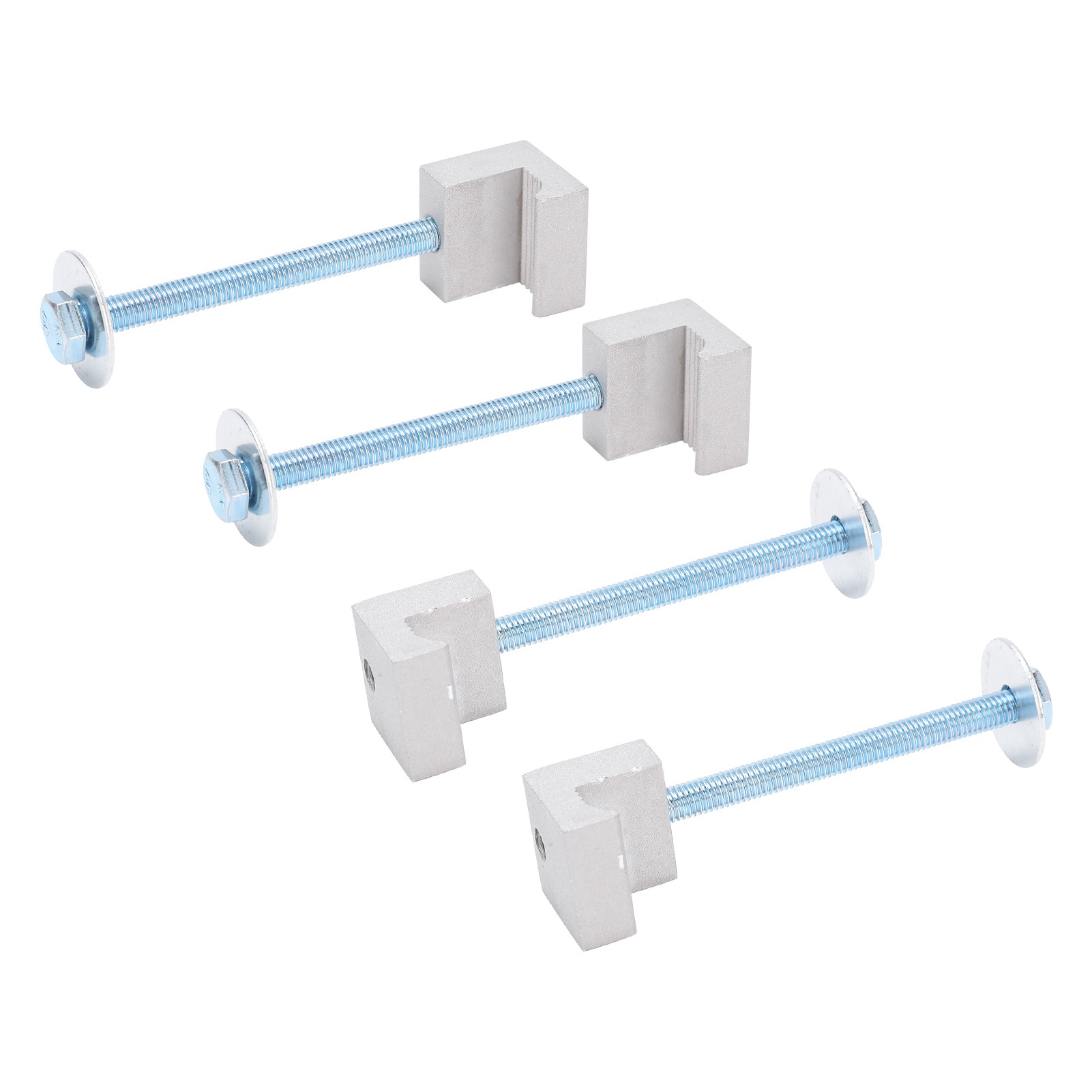Crochet en J pour boîte à outils de camionnette, alliage d'aluminium, lot de 4 avec boulons et joints