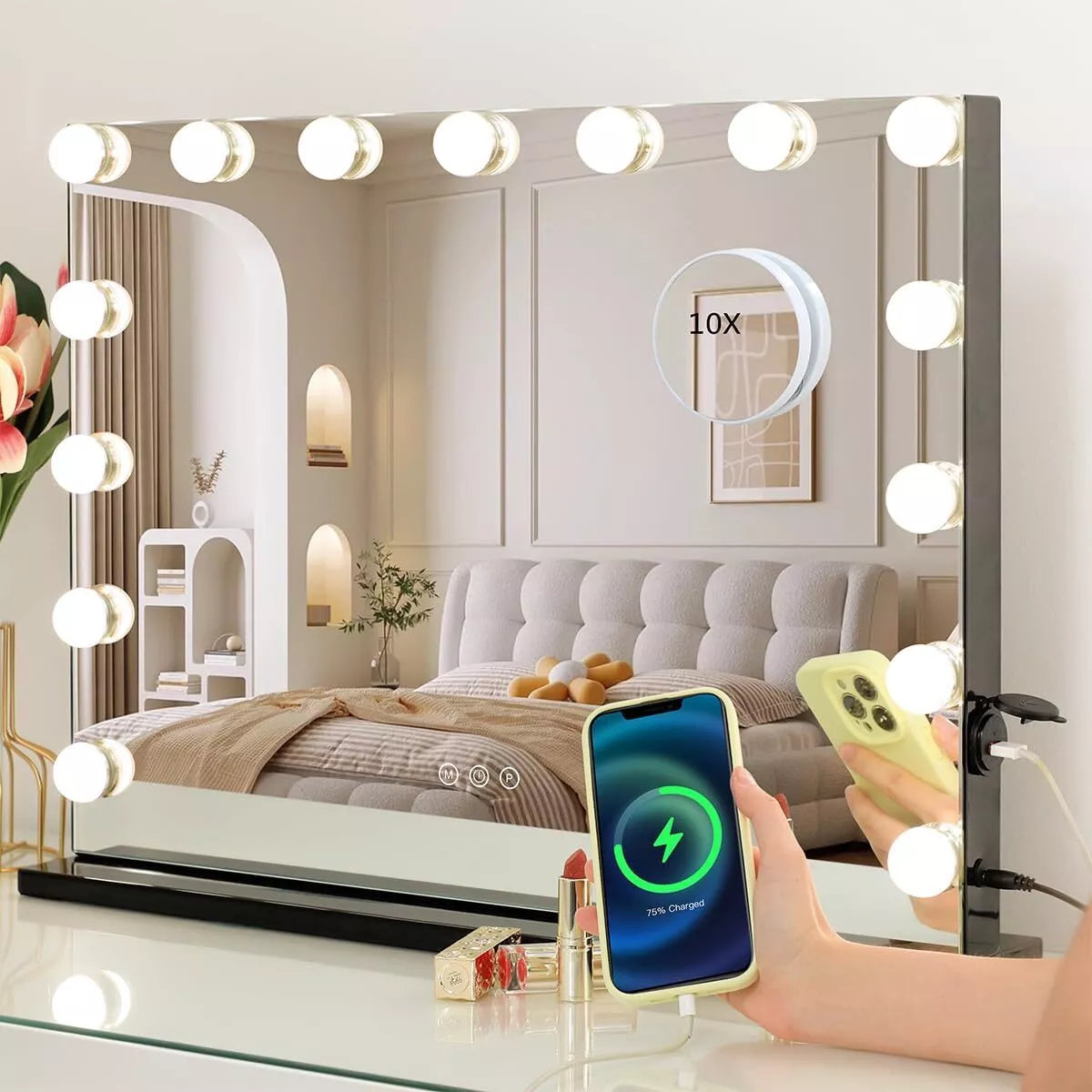 Puluomis - Led Miroir De Maquillage 58x45cm Hollywood Miroir Cosmétique