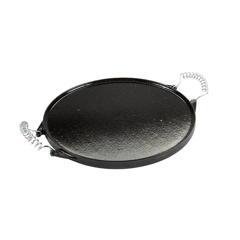 GARCIMA Plancha de Hierro Fundido Redonda Esmaltada Doble Cara (Lisa y Grill) | Plancha de Asar Reversible para Paelleros, Gas y Fuego Directo | Retención Térmica Superior | Medidas Ø 25, 32, 42 y 52