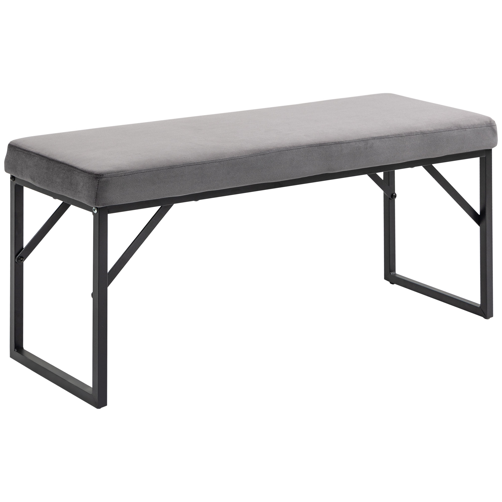 Sitzbank Polsterbank Mit Samtoptik, Bettbank Mit Stahlbeinen, Schuhbank Für Schlafzimmer, Wohnzimmer, Flur 100 X 35 X 47 Cm Dunkelgrau - Homcom