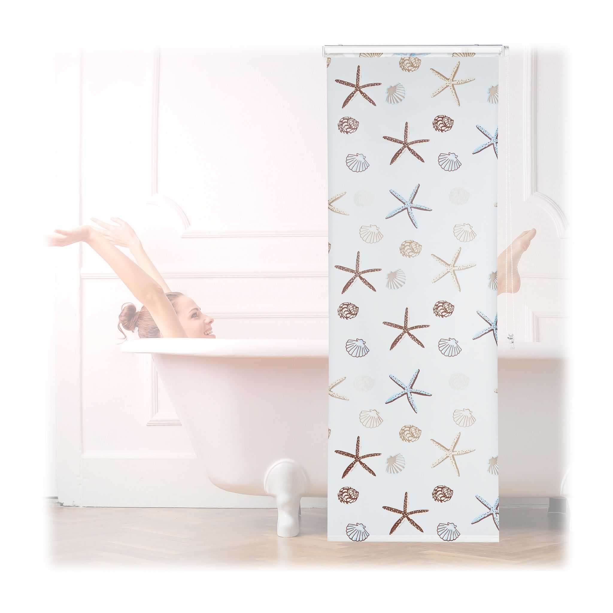 Relaxdays Mehrfarbig/Weiss Duschvorhang, Duschrollo (80 X 240 Cm) - Image 3