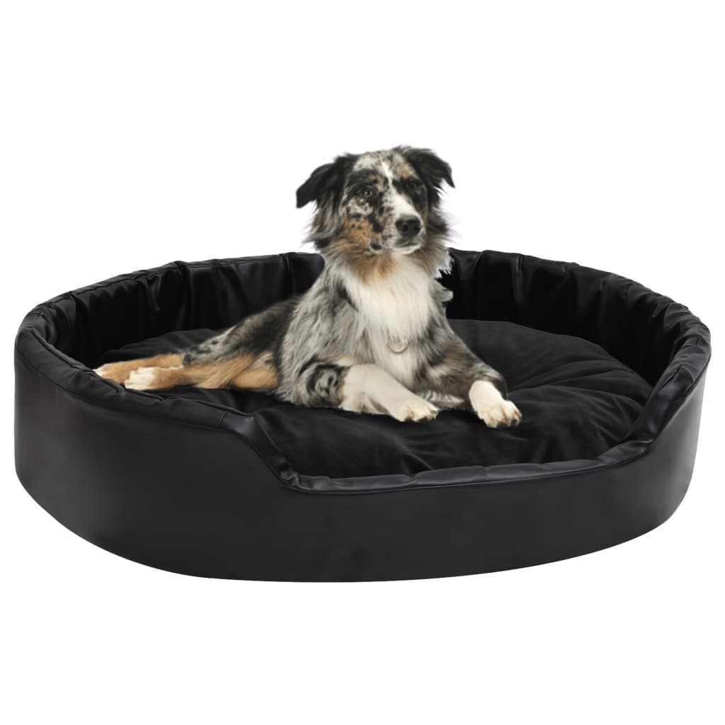 Vidaxl Schwarz Hundebett 90X79x20 Cm Plüsch Und Kunstleder