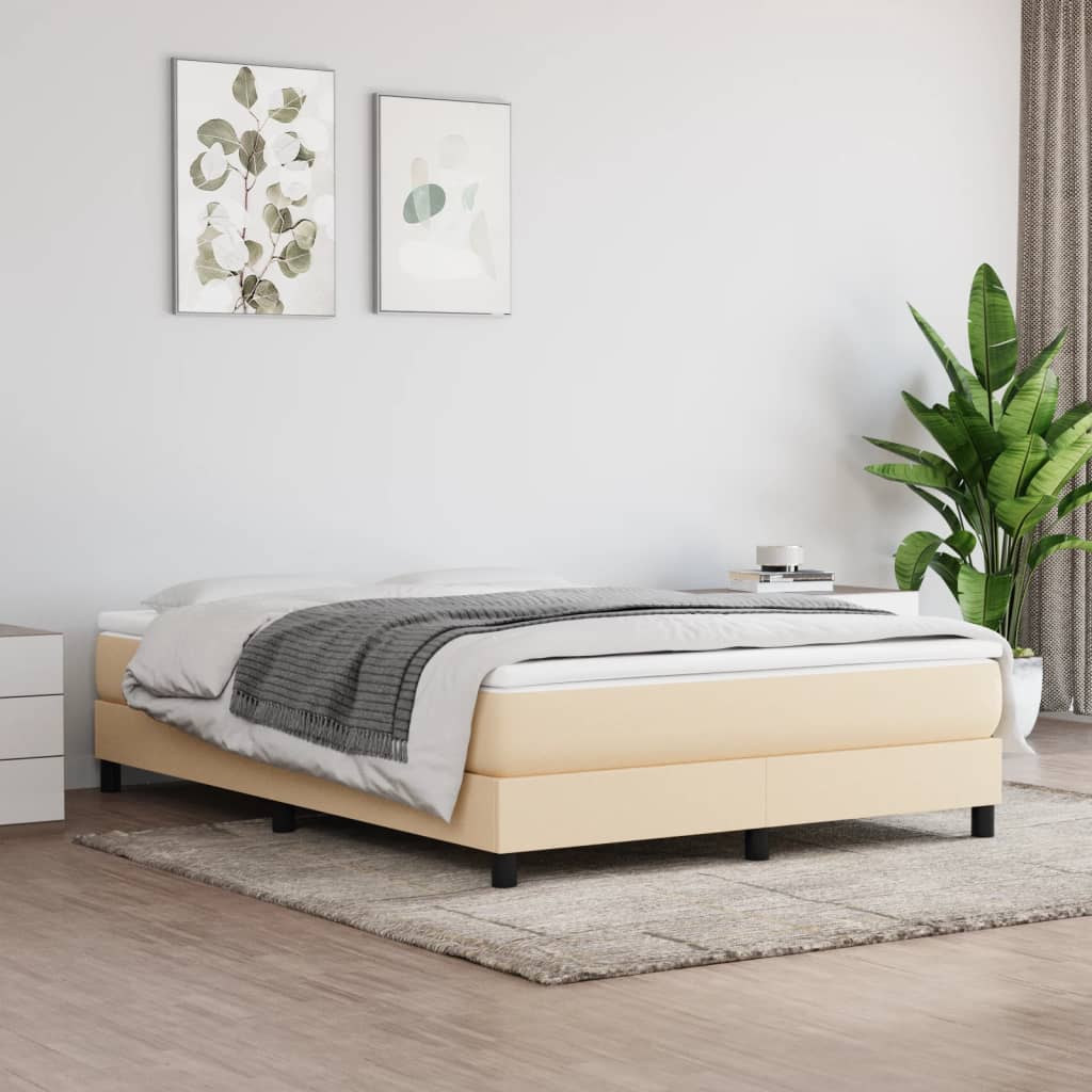 Cadre De Lit Sans Matelas Crème 140x200 Cm Tissu Vidaxl