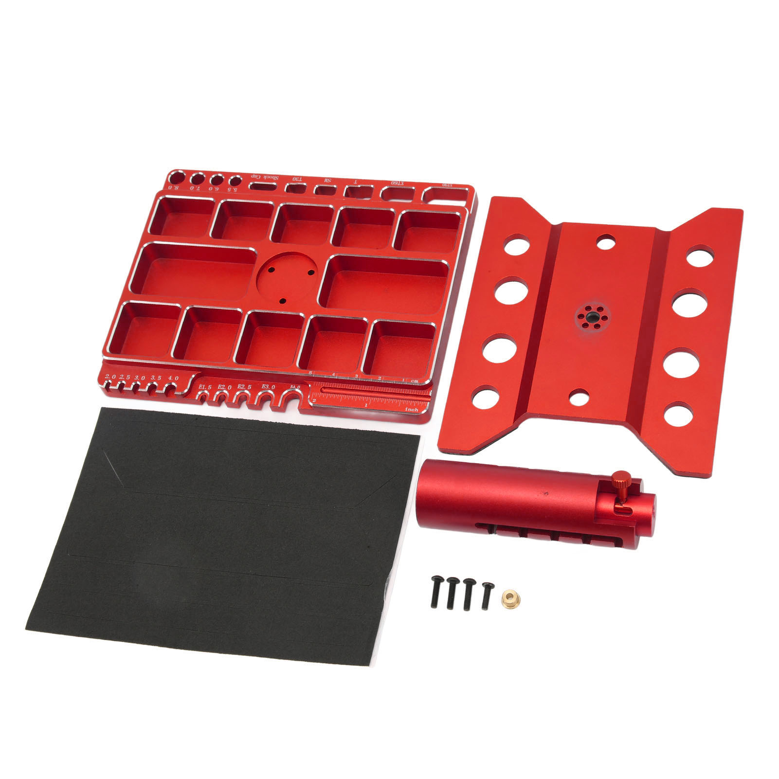 Support de réparation RC rotatif à 360°, alliage d'aluminium rouge, hauteur réglable 117 à 170 mm, lot de 3