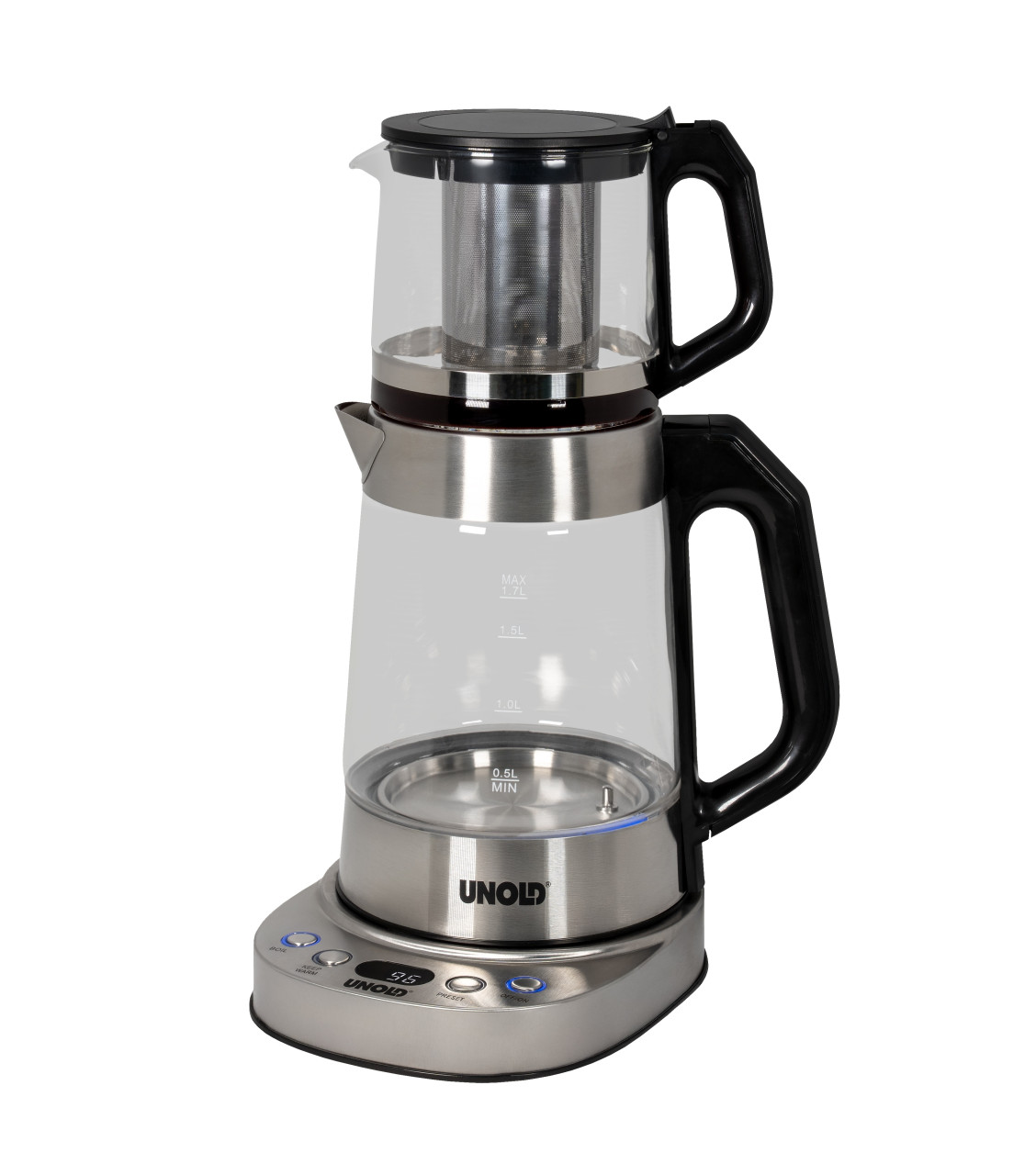 Unold Schwarz/Silber Samowar Selin 18215 – 2-In-1 Teekocher & Wasserkocher Mit 1,7 L Wassertank, 1,0 L Glasteekanne, Warmhaltefunktion & 1800 W **B-Ware – Geprüft** - Image 8