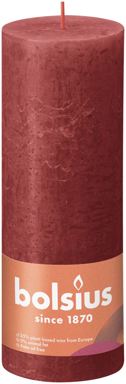 Bolsius - Rustik Stumpenkerze Zartes Rot, Höhe 19 Cm, Ø 6,8 Cm Stumpen- Und Kugelkerzen