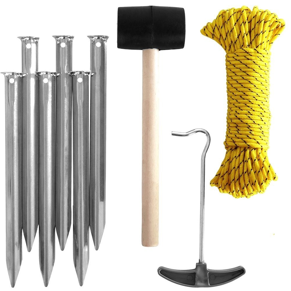 Redcliffs Zubehör für Campingzelt – Zubehörset Heringe/Hammer/Schnur/Haken (9-teilig) - Bild 3