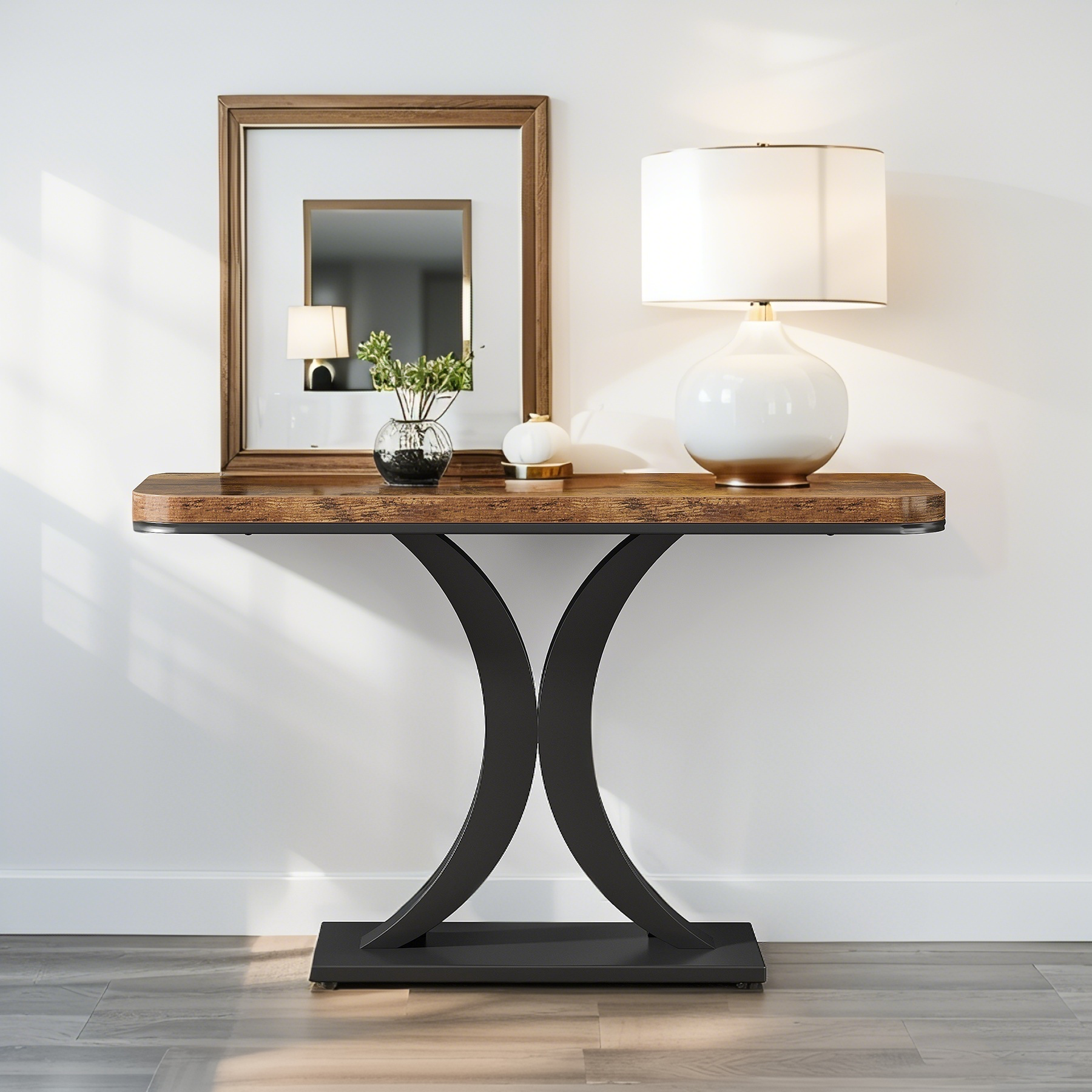 Table Console Étroite 100×29.5×82.5 Cm – Style Industriel Vintage
