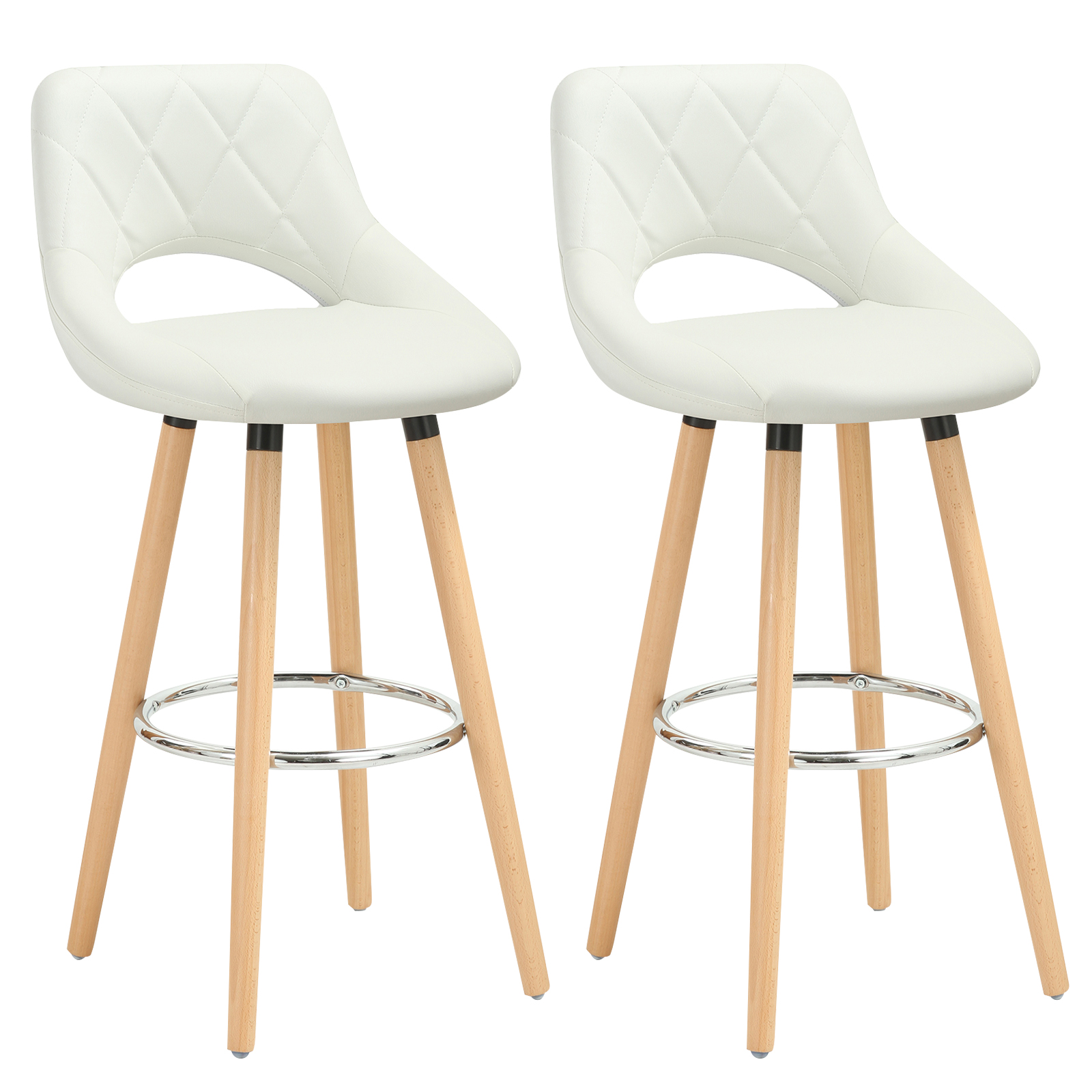 Woltu – Lot De 2 Tabourets De Bar Similicuir Blanc – Hauteur D'Assise