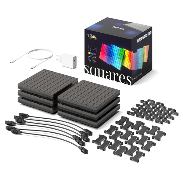 Twinkly Mehrfarbig Squares Starter Kit – App-Gesteuerte Led-Panels Mit 64 Rgb (16 Millionen Farben) Pixeln. Schwarz. 1 Hauptkachel + 5 Erweiterungskacheln. Indoor Smart Home Beleuchtung Dekoration - Bild 3