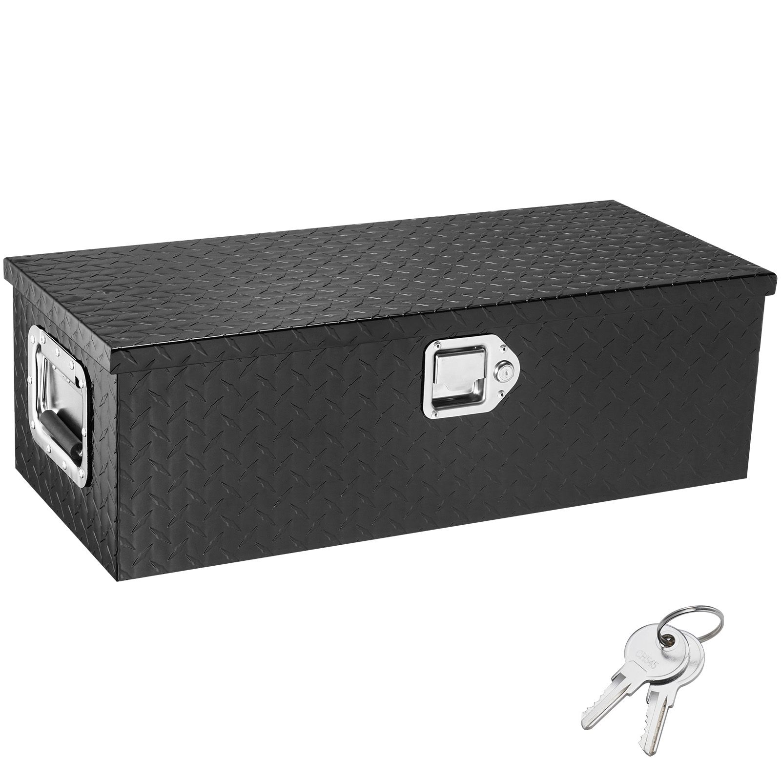 Coffre de rangement aluminium pour camionnette, 762 x 330 x 244 mm, noir, poignée latérale et clés