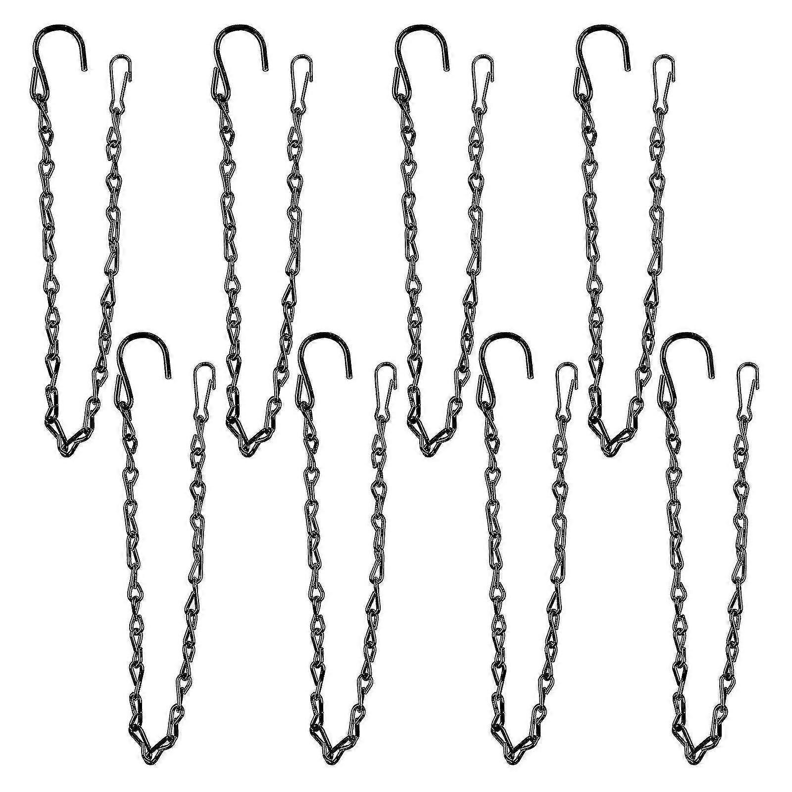 Chaîne de suspension avec crochets et mousqueton, fer antirouille, 50 cm, lot de 8
