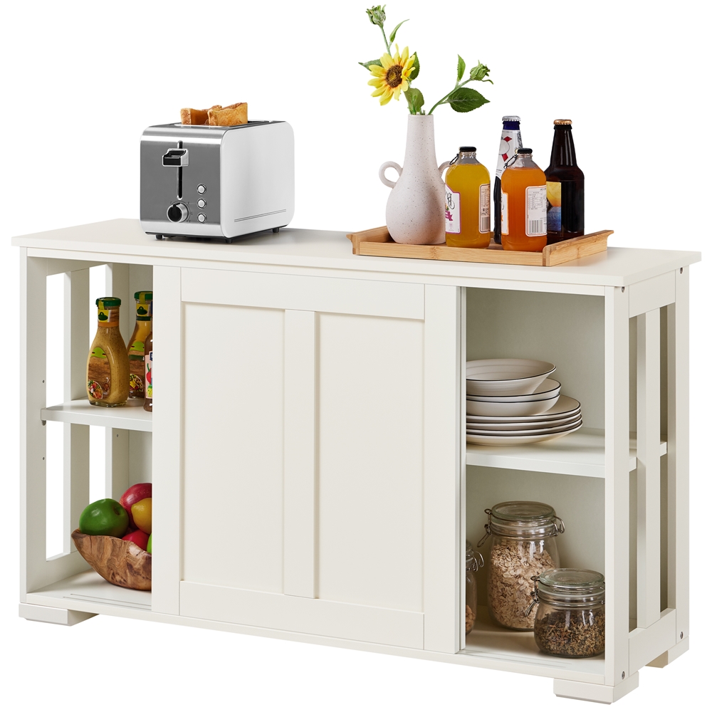 Buffet De Salle À Manger Design, Étagère Réglable, 2 Portes Coulissants, Meuble Commode De Rangement Cuisine/salon Bahut Laqué Blanc 106,7 X 33 X 63 Cm - Yaheetech
