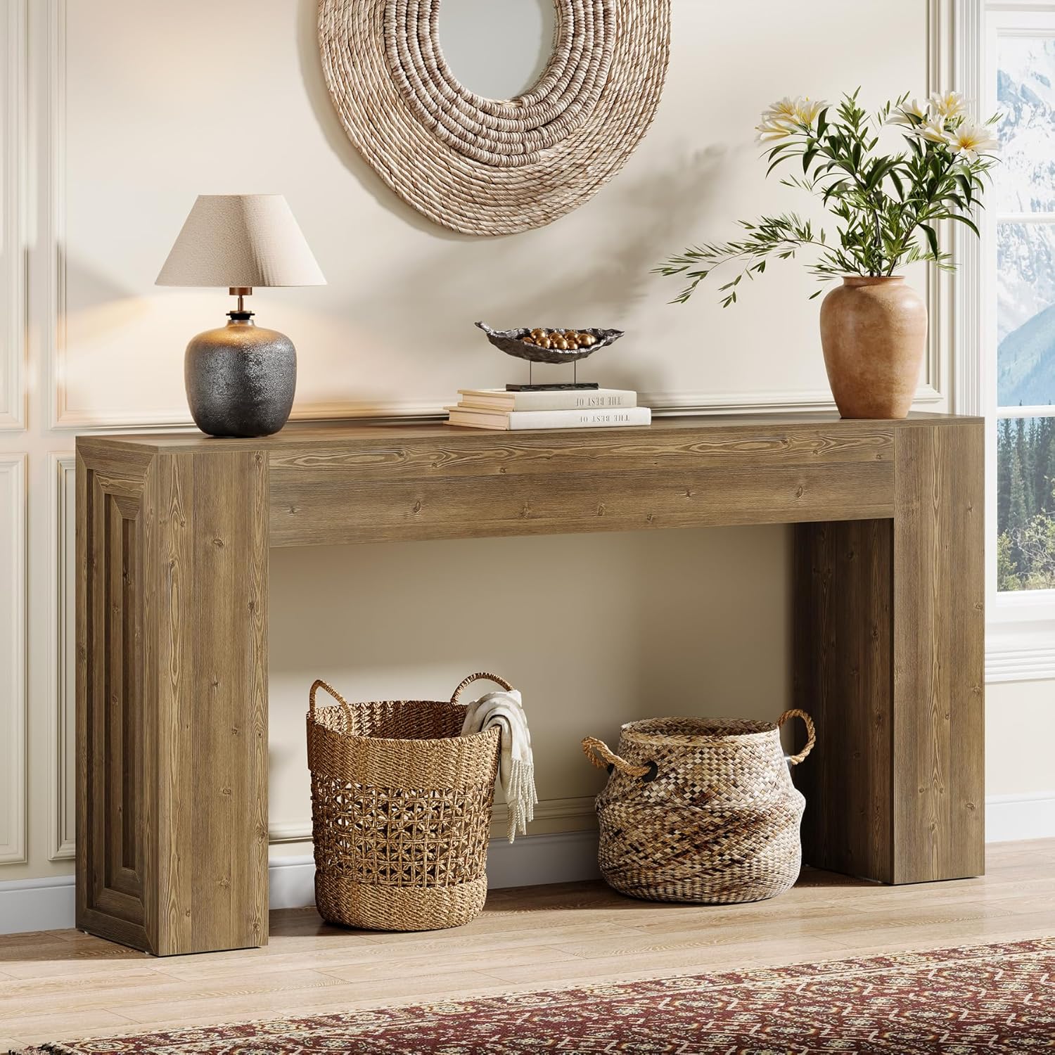 Tribesigns – Table Console Rectangulaire 160 Cm – Finition Bois Vintage