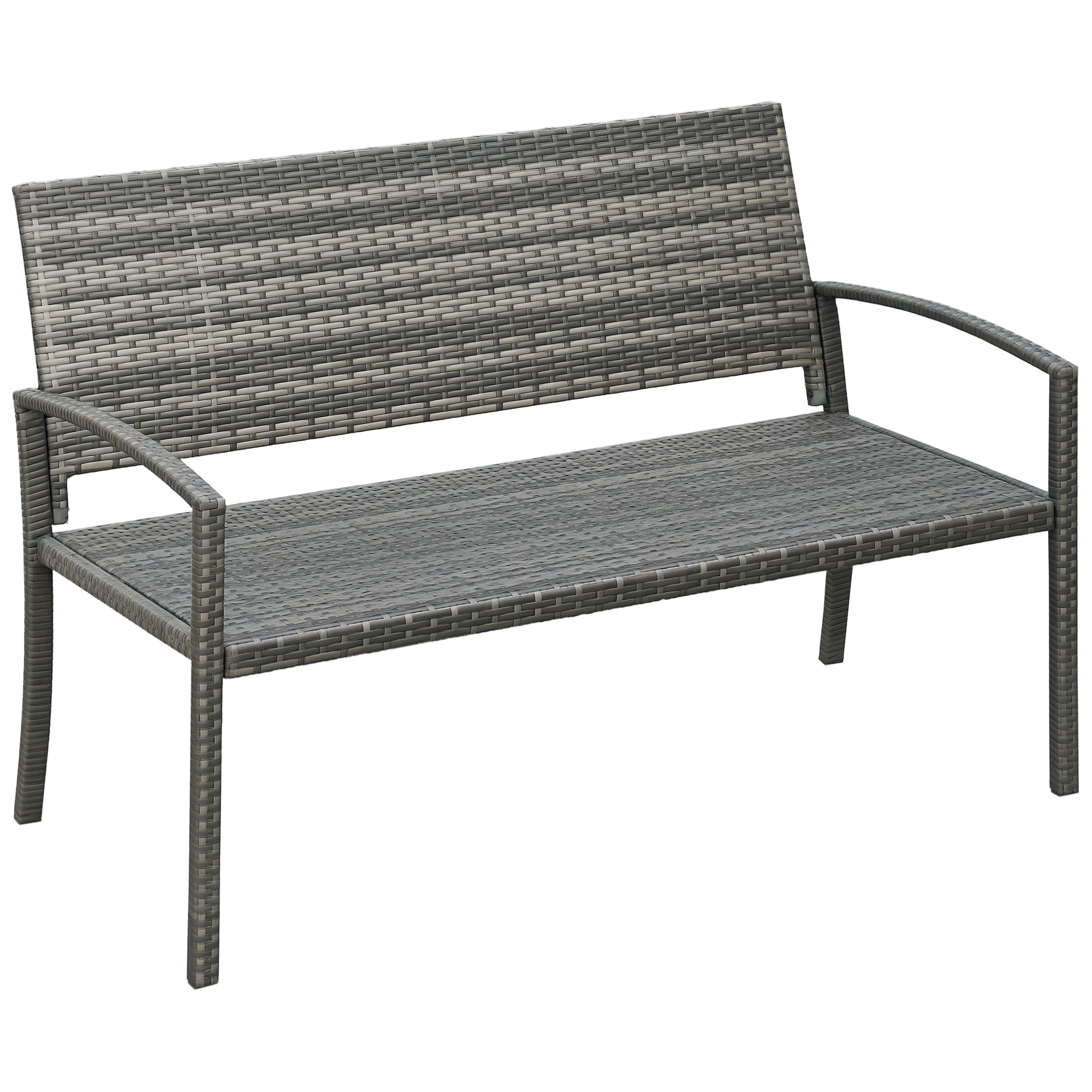 Outsunny - Gartenbank Polyrattan 2-sitzer Uv-beständig Sitzbank Mit Ergonomischen Armlehnen Rückenlehne Gartenmöbel Parkbank Bis 240kg Belastbar Balkonbank Für Garten Terrasse, 122x60x85cm, Grau