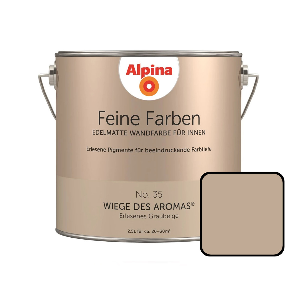 Feine Farben No. 35 Wiege Des Aromas 2,5 L Erlesenes Graubeige Edelmatt Wandfarbe - Alpina