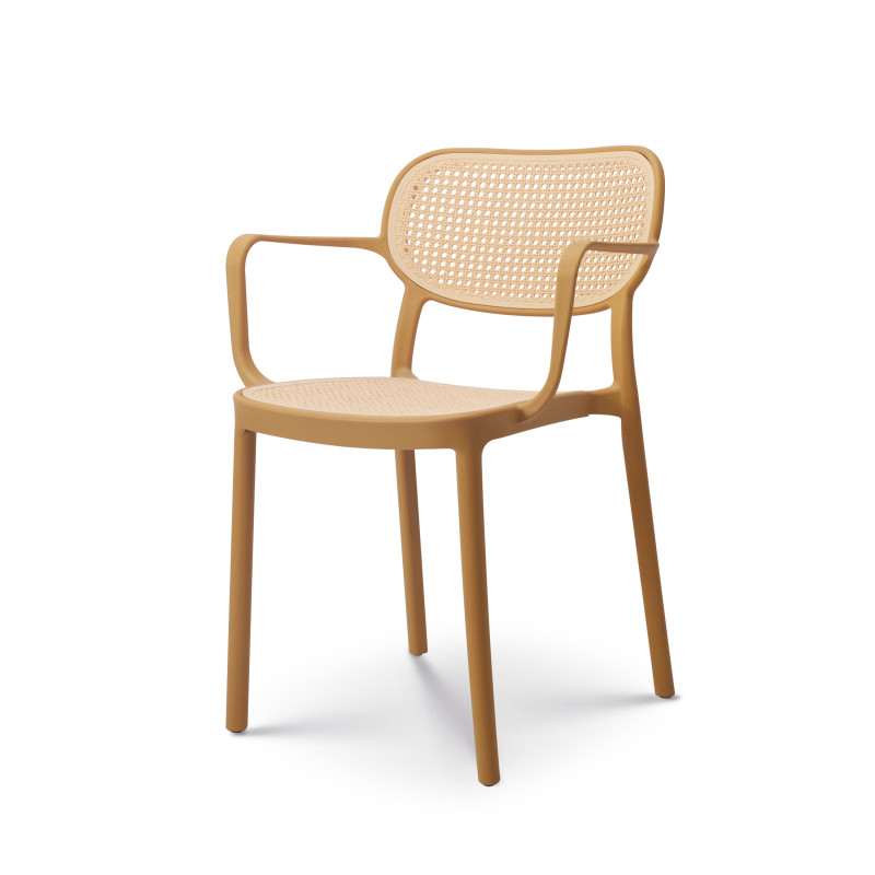 Chaise De Salle À Manger Moutarde Style Vintage Avec Accoudoirs