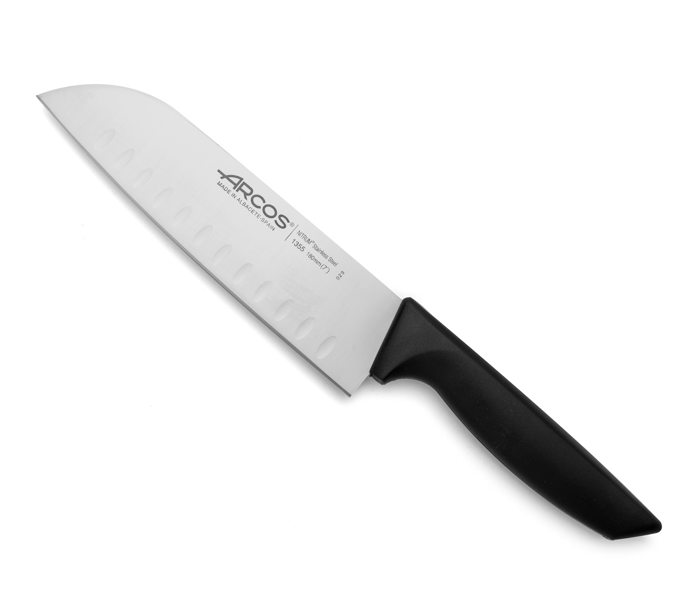 Arcos Schwarz Santoku Messer Nizza 135500 Edelstahl Nitrum Und Mango Polypropylen Messer Mit 18 Cm Klinge In Blisterverpackung