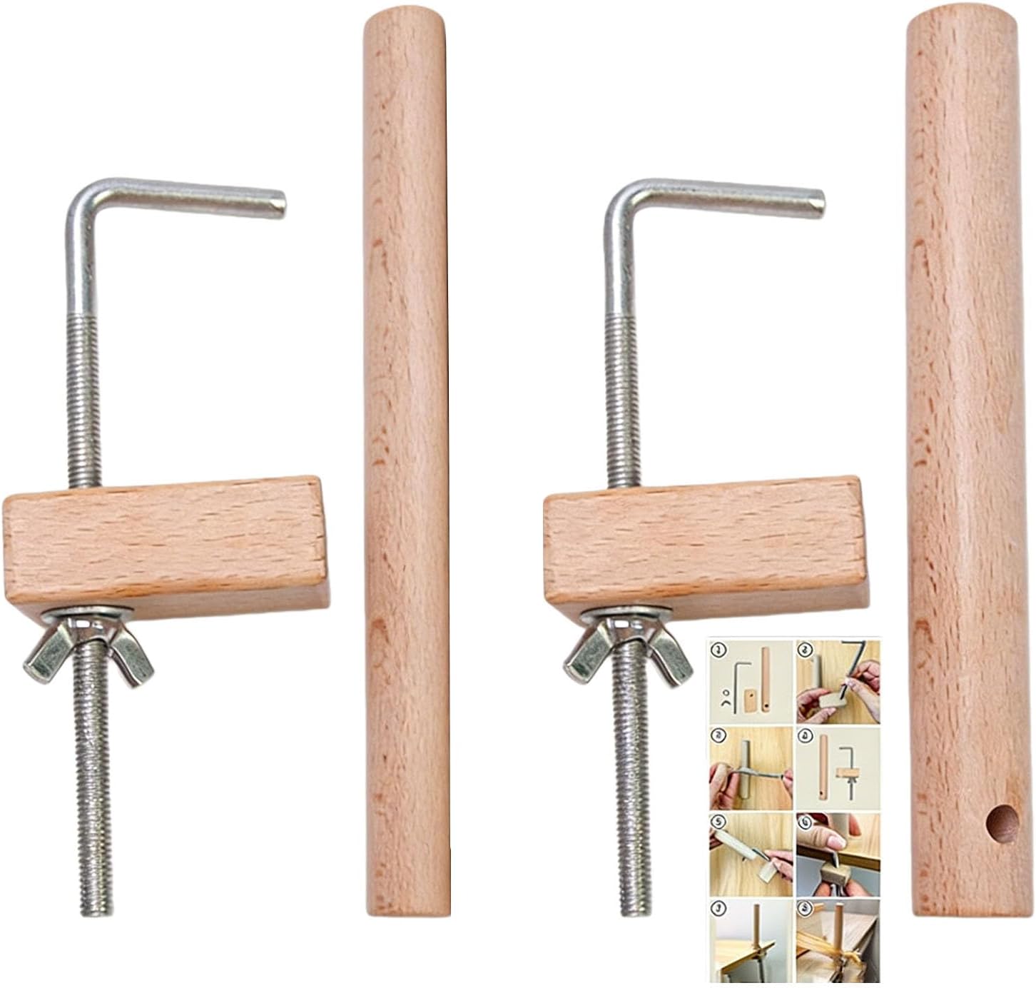 Pinces de bureau multifonctions en bois de hêtre, lot de 2, pour artistes