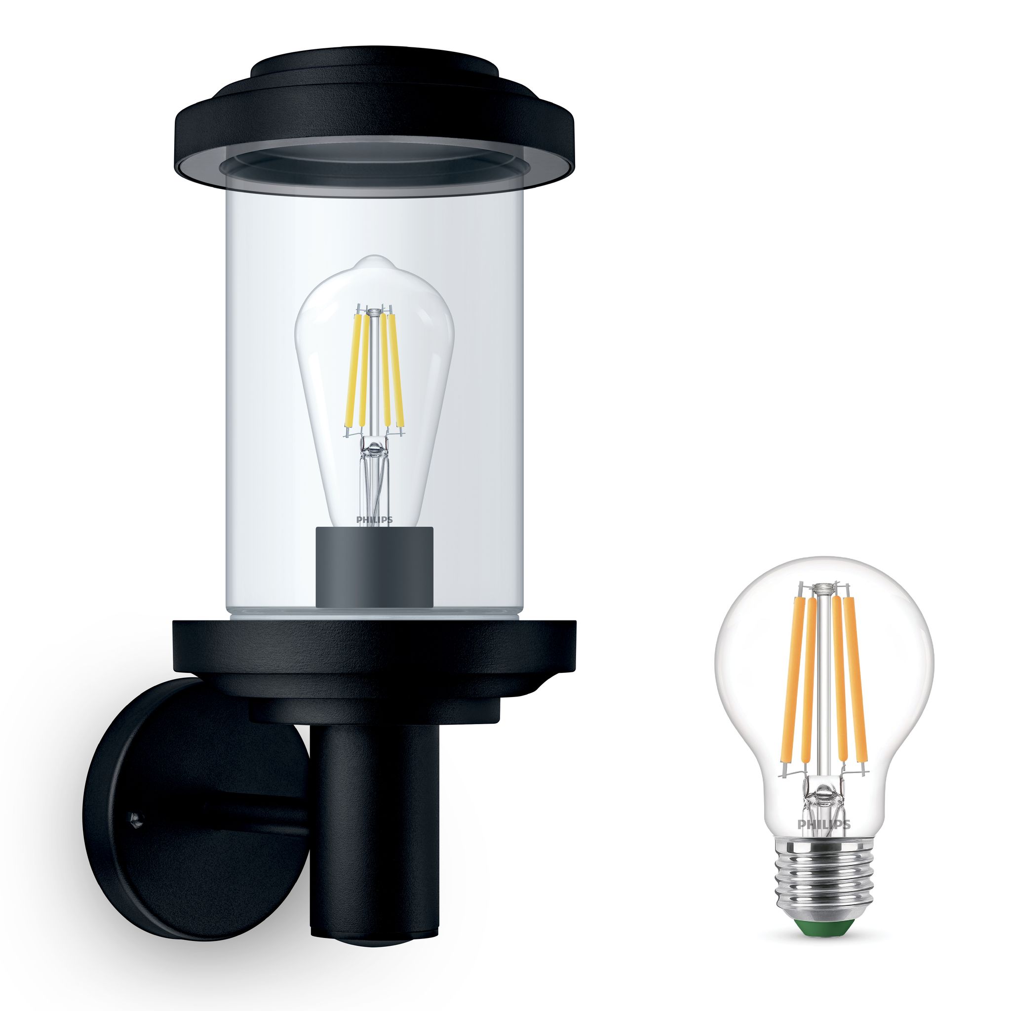 Philips Listra Wandleuchte Außen E27 (schwarz) - Philips Led E27 40w Nicht Dimmbar