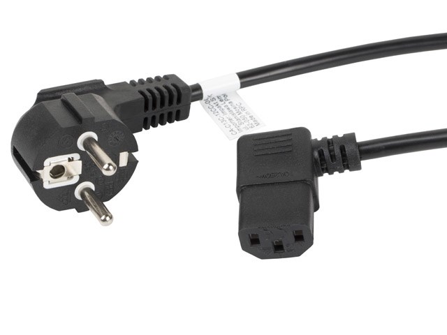Lanberg Schwarz Cee 7/7 - Iec 320 C13 Netzkabel, Abgewinkelt, 1,8 M, Vde,