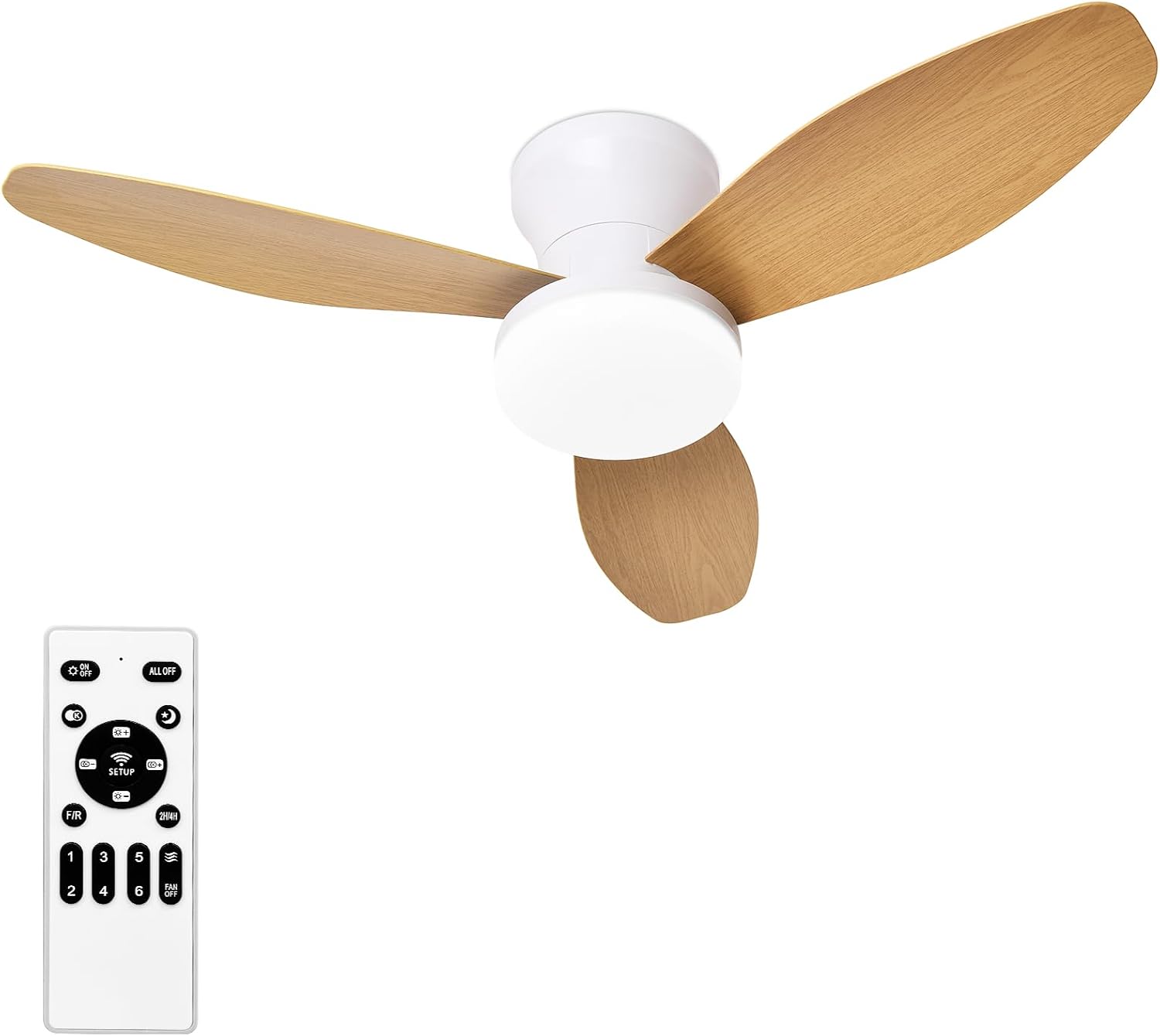 Plafonnier Ventilateur 88 cm Avec Lumière Led, Silencieux, Télécommande Et Réglage Couleur, Ventilateur De Plafond Moderne Pour Chambre Et Salle À Manger(kaki)