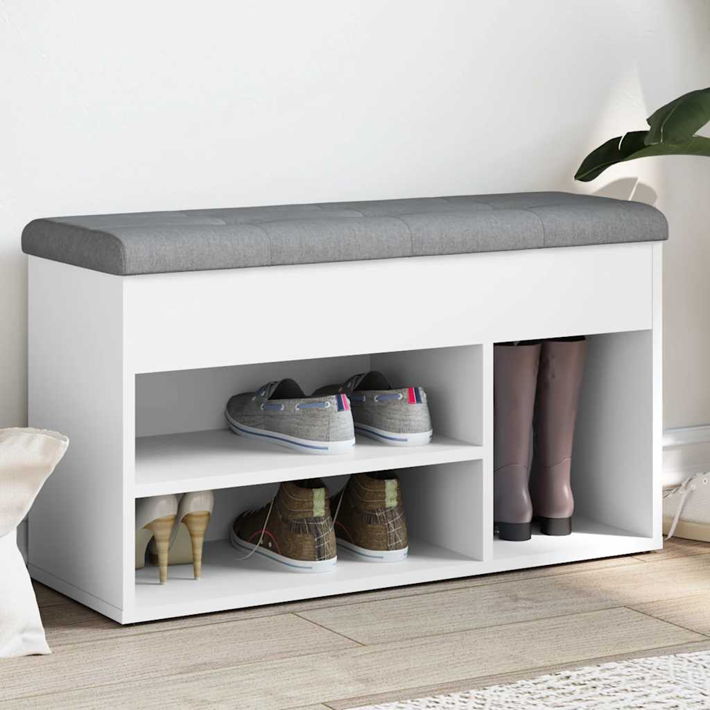Panca Porta Scarpe Bianca 82x32x45,5 Cm In Legno Multistrato Vidaxl