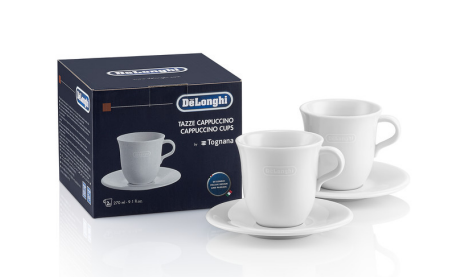 De'longhi De‘longhi Dlsc309 Cappuccinotassen-Set - 2 Handgefertigte Keramiktassen Mit Untertassen, Mikrowellen- Und Spülmaschinengeeignet, 270 Ml, Weiß - Image 3