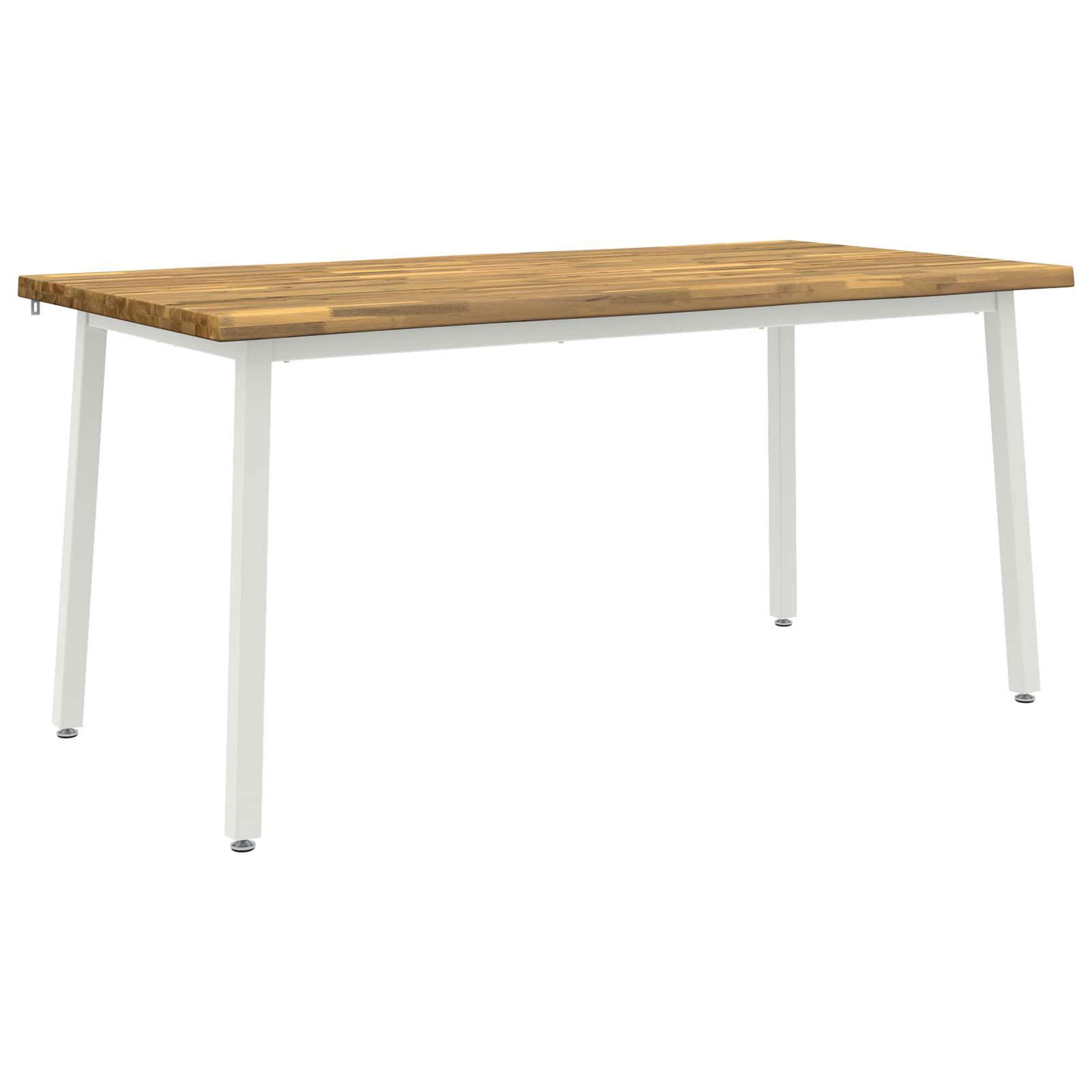 Vidaxl Weiß Live Edge Esstisch 160 X 70 X 75 Cm Massivholz Akazie