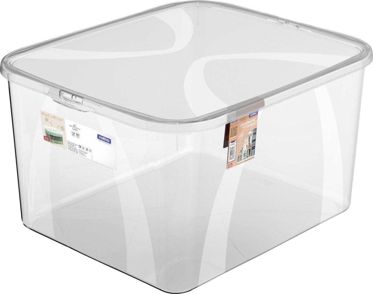 Rotho Transparent Aufbewahrungsbox Lona Inkl. Deckel 25 L Aufbewahrungsbox