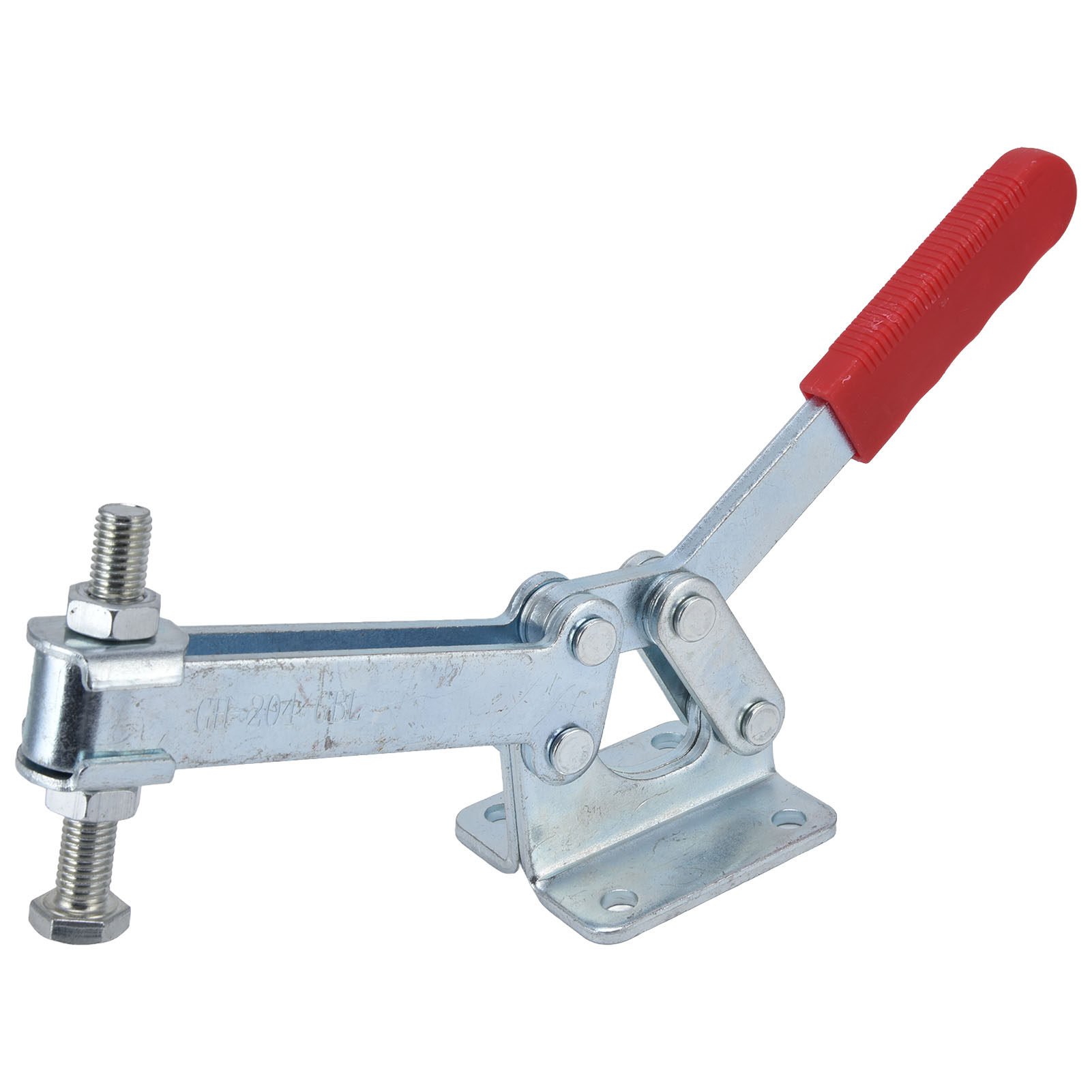 Pince à genouillère horizontale à dégagement rapide, force de maintien 630 kg, ouverture 90°, fer et plastique