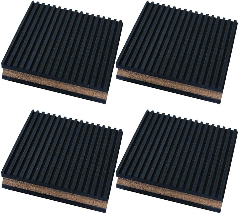 Tapis composite en caoutchouc et liège pour isolation, 10 x 10 cm, lot de 4