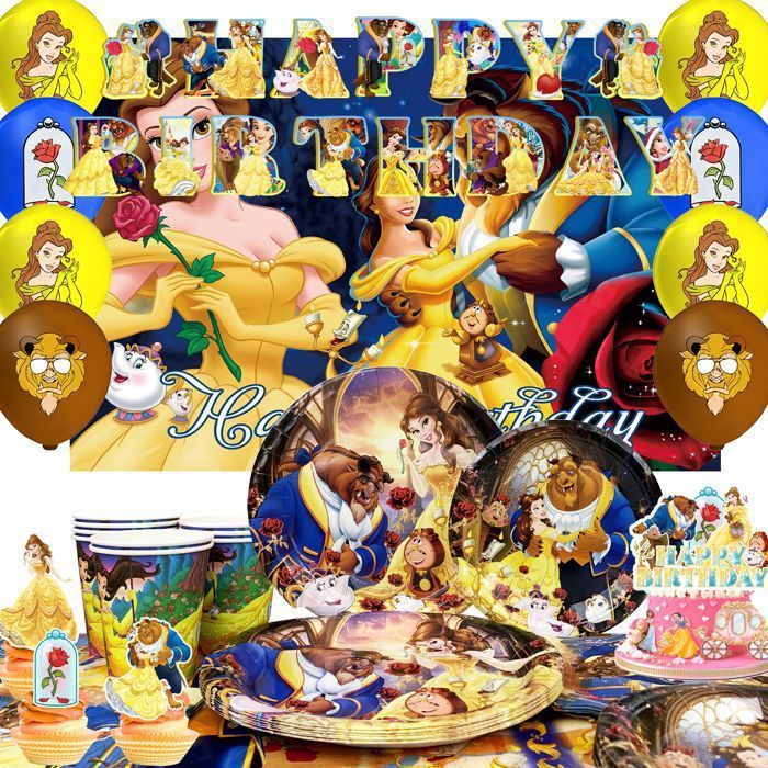 Decorazione Compleanno La Bella E La Bestia Forniture Per Compleanno Per Bambini Set Di Forniture Per Festa