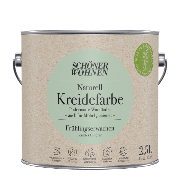 Schoner Wohnen - Schöner Wohnen Naturell Kreidefarbe 2,5 Ltr. Frühlingserwachen Leichtes Olivgrün