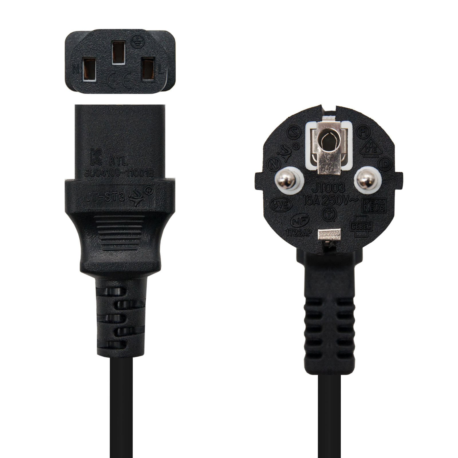Nano Cable Schwarz Nanocable 10.22.0102 - Cpu-Netzkabel, Cee7/M-C13/H, 100% Kupfer Awg18, 1,5Mts - Bild 4